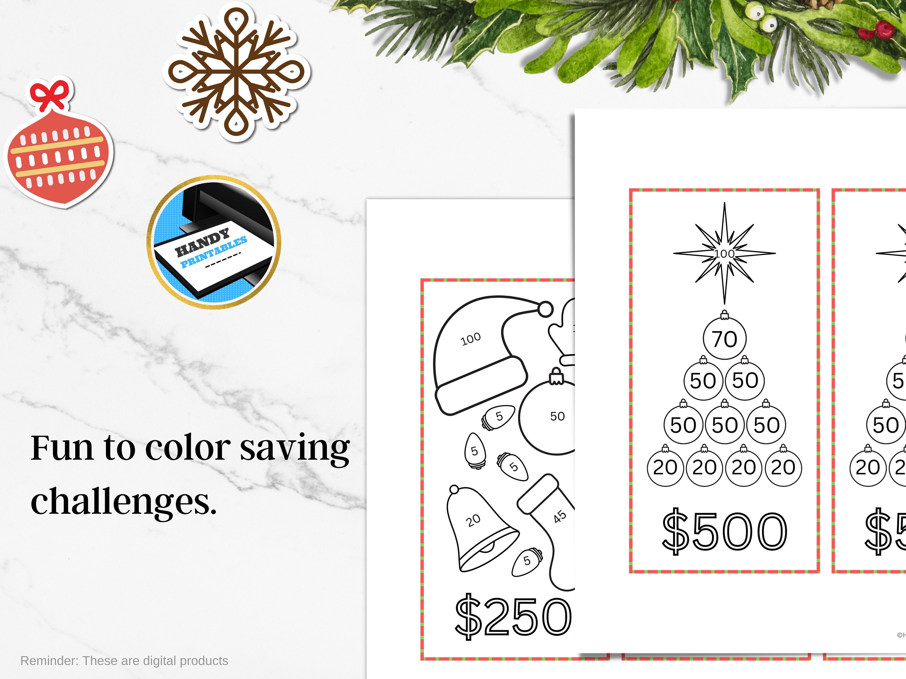 Christmas Savings Challenge, A6 Savings Challenge, Printable Savings Challenge, Savings Challenge Bundle, A6 Sized, Holiday Savings, PDF - HandyPrintables