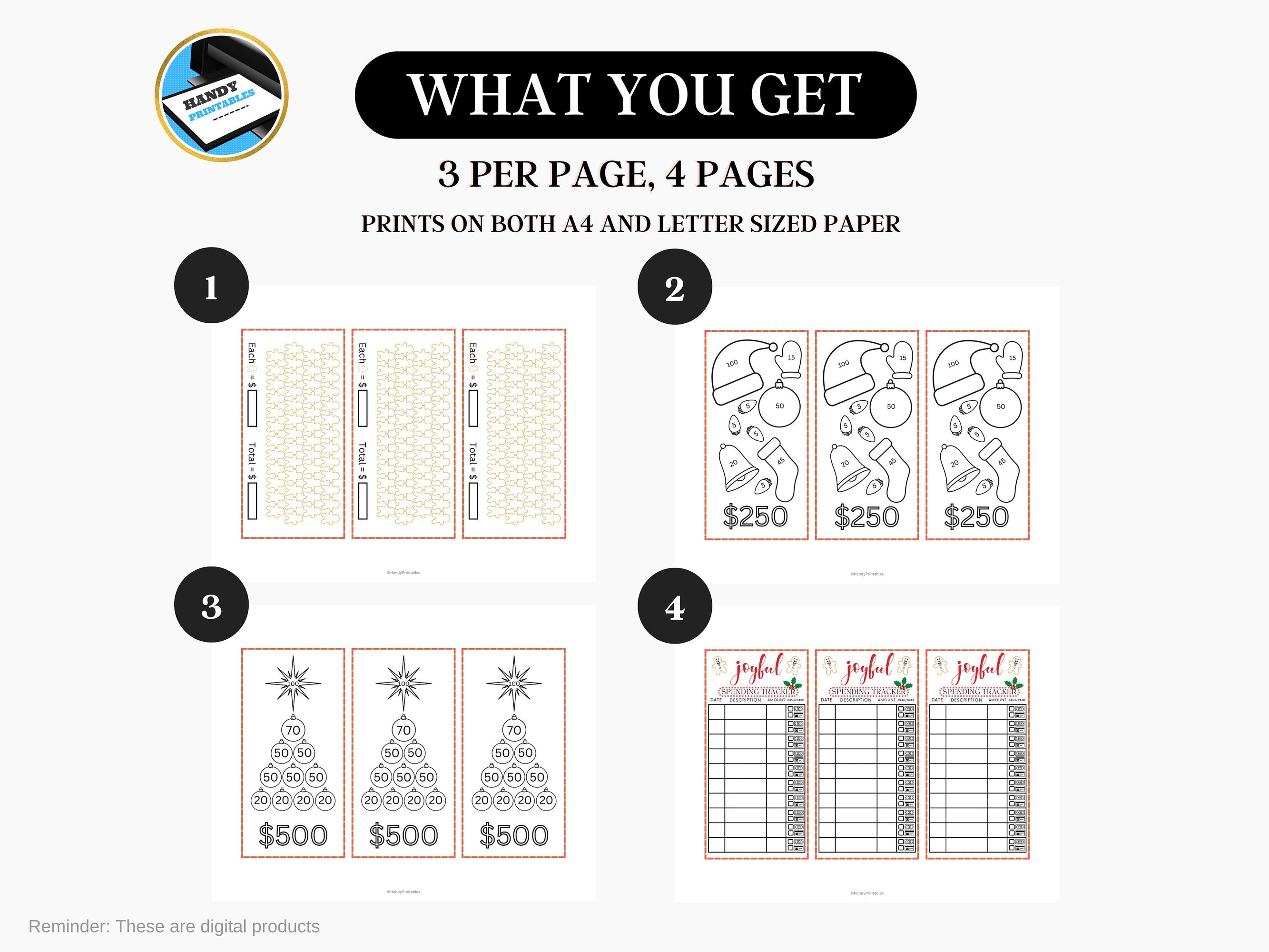Christmas Savings Challenge, A6 Savings Challenge, Printable Savings Challenge, Savings Challenge Bundle, A6 Sized, Holiday Savings, PDF - HandyPrintables