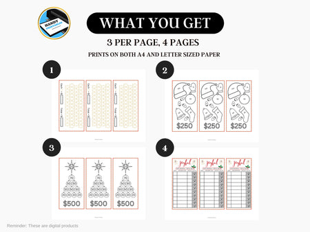 Christmas Savings Challenge, A6 Savings Challenge, Printable Savings Challenge, Savings Challenge Bundle, A6 Sized, Holiday Savings, PDF - HandyPrintables