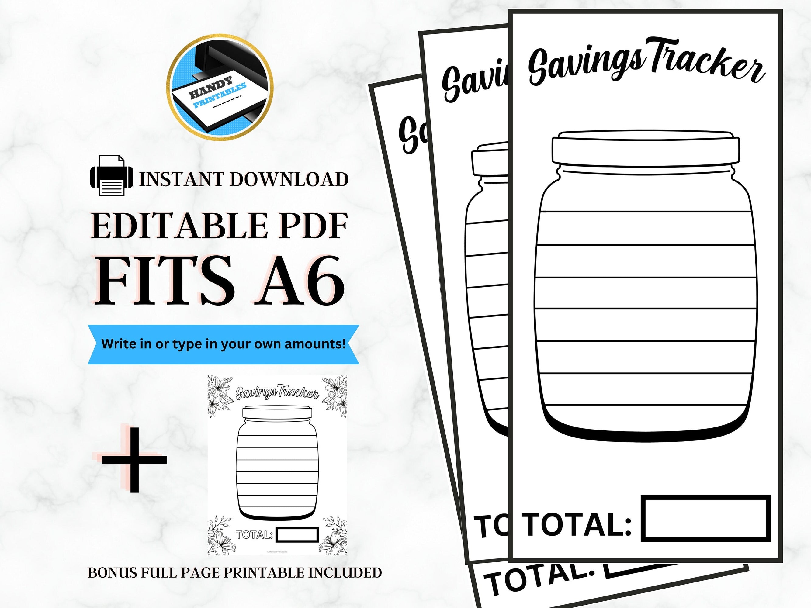 Editable A6 Savings Challenge, Savings Challenge Printable, Cash Budget Challenges, Savings Tracker Jar, Budget tracker, INSTANT DOWNLOAD - HandyPrintables