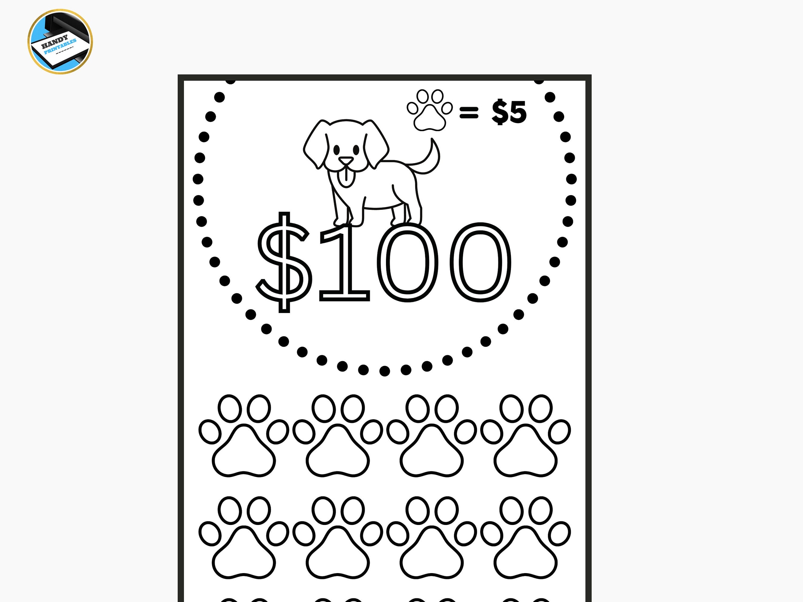 Savings Challenge Printable, A6 Savings Challenge, Dog Savings Challenge, Pet Savings Challenge, Printable A6 Savings, Fits A6, PDF - HandyPrintables