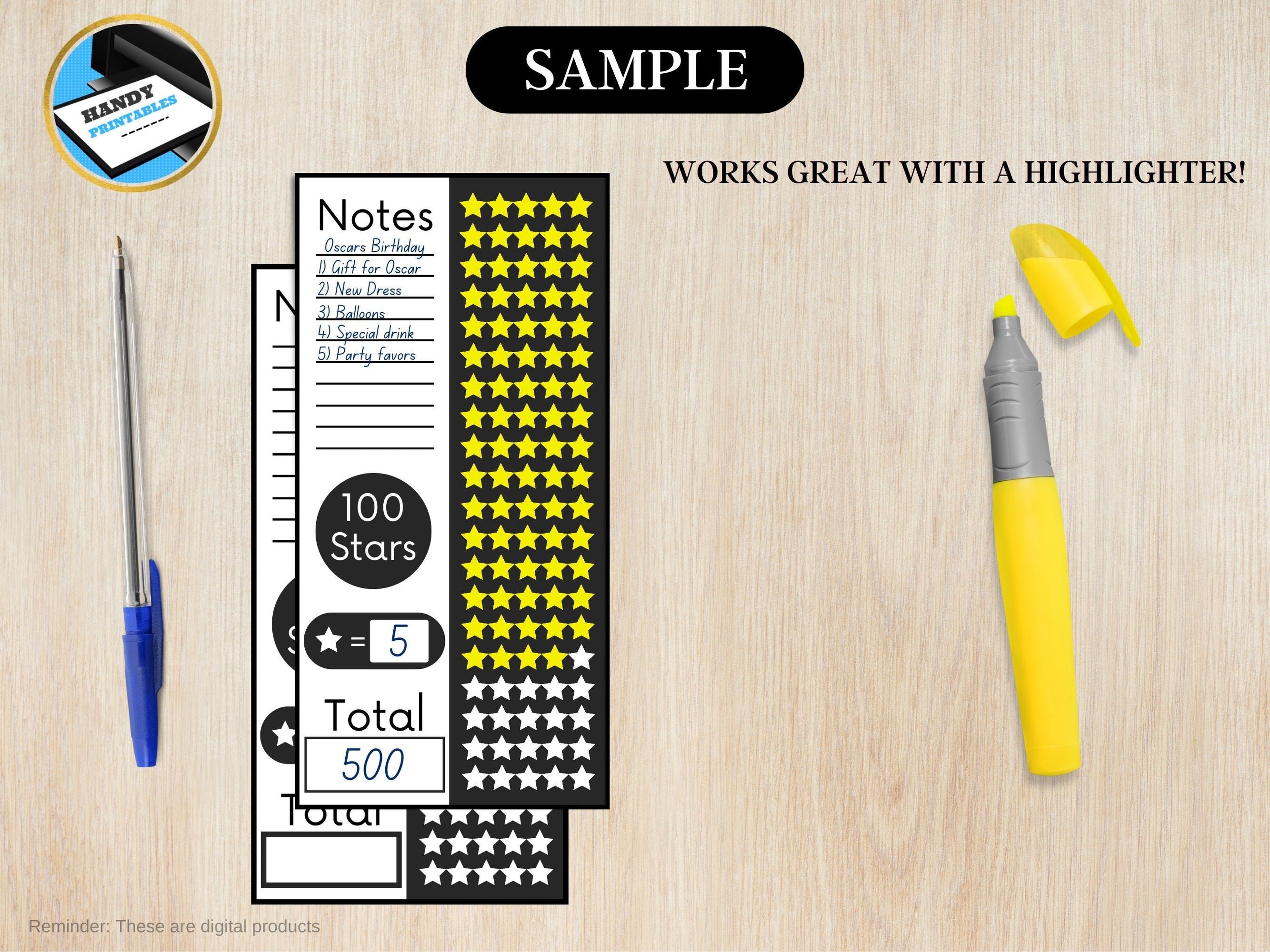 A6 Savings Challenge, Stars Savings Challenge, A6 Savings Notes, Printable A6 Savings, Fits A6, PDF - HandyPrintables