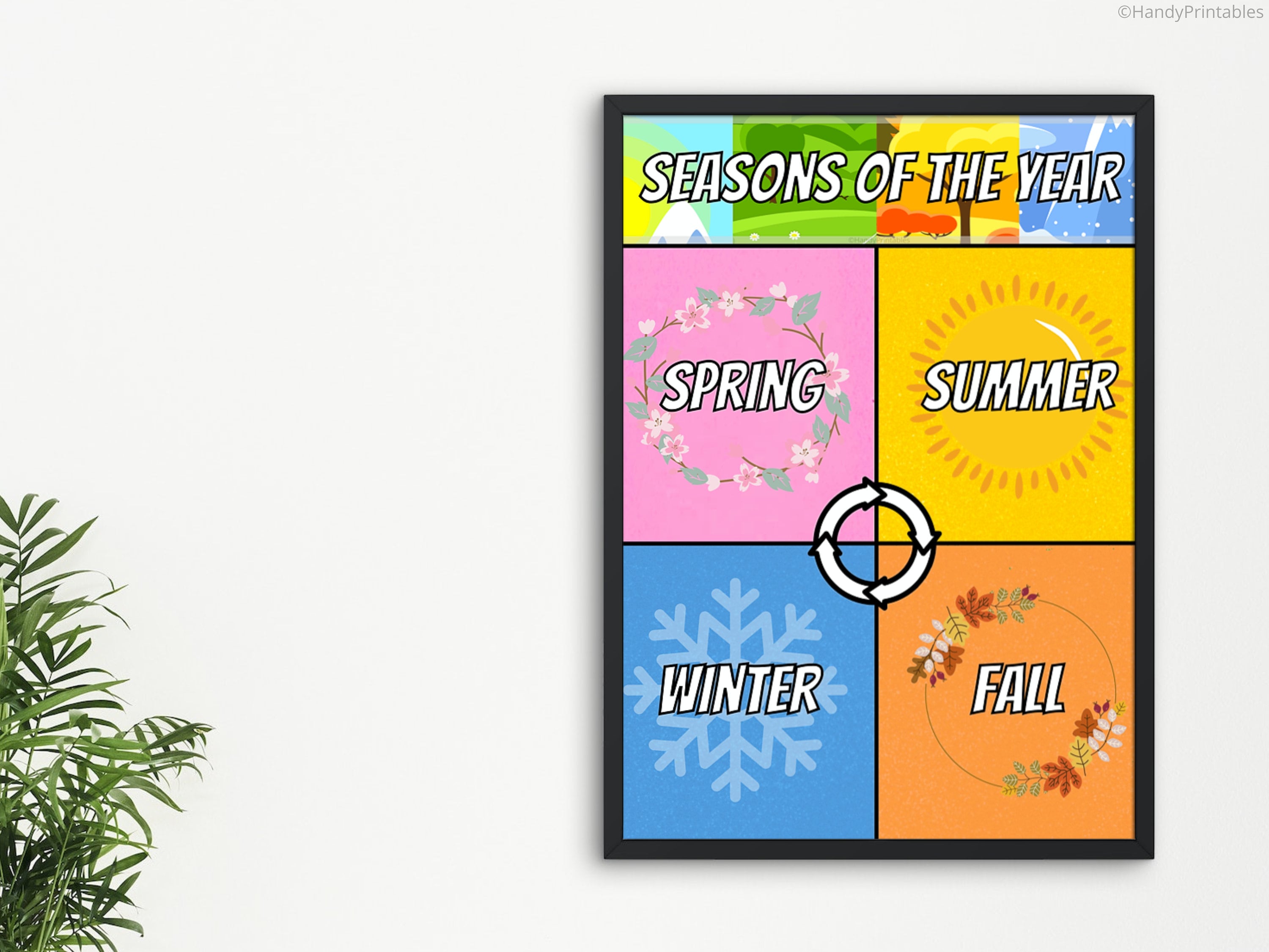 Seasons Chart Printable, Clip Chart Classroom, 4 seasons decor for kids, Homeschool Learning, Classroom Printable, PDF INSTANT DOWNLOAD - HandyPrintables