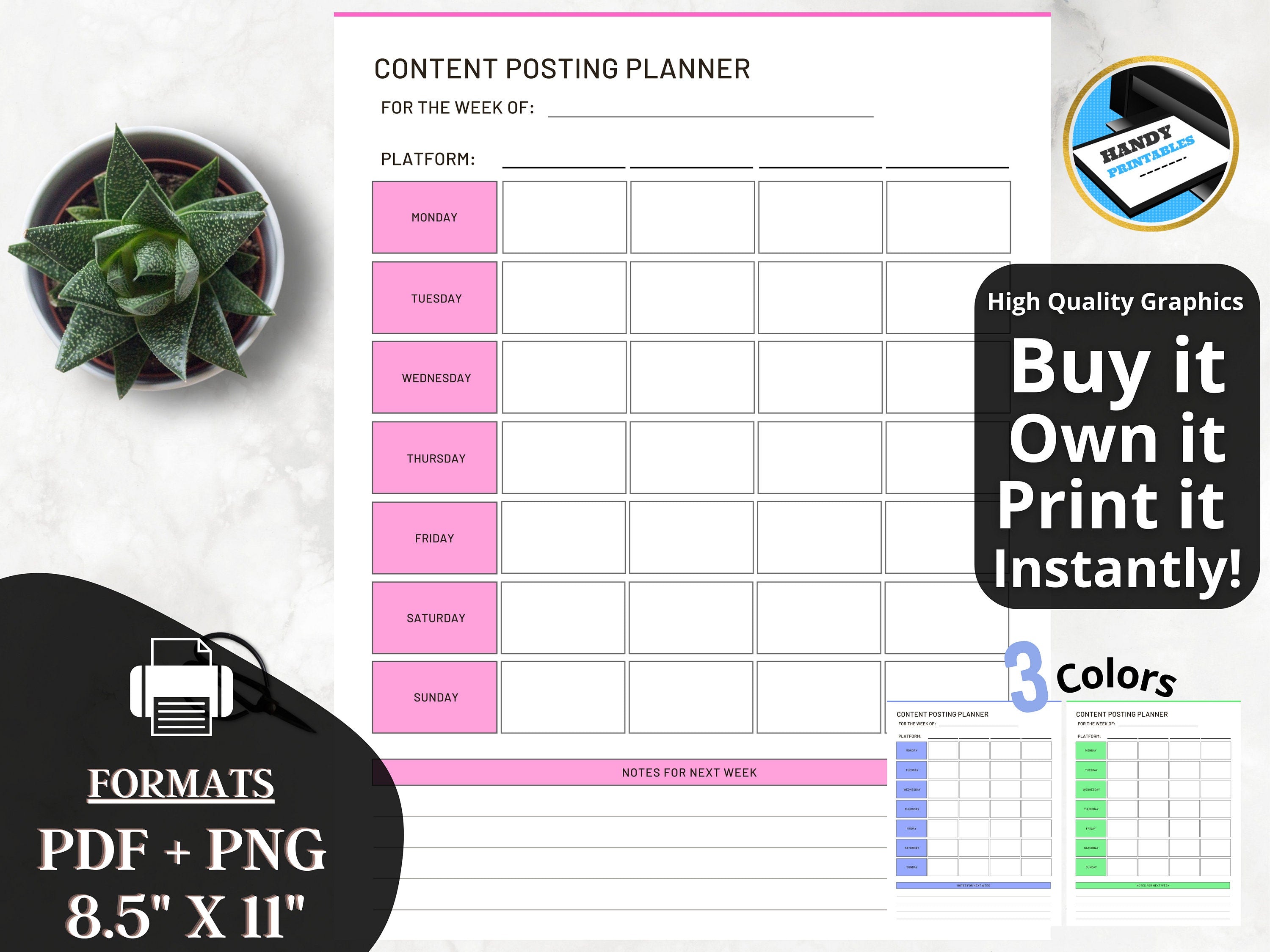 Social Media Planner Printable, Content Creator Planner, Content Creator Log, Influencer Planner, tiktok planner, INSTANT PRINTABLE - HandyPrintables